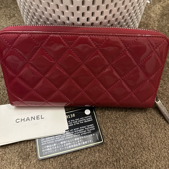 💯Authentic Chanel deep raspberry pink long wallet 💗💗 with authenticity cert. - Picture 7 of 15